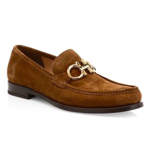 Salvatore Ferragamo Rolo Reversible Gancini Bit Logo Suede Moccasins Loafers NWT